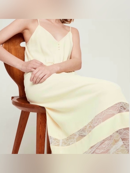 Aritzia Dresses & Skirts - Little Moon Butter Yellow Lace-Trim Slip dress